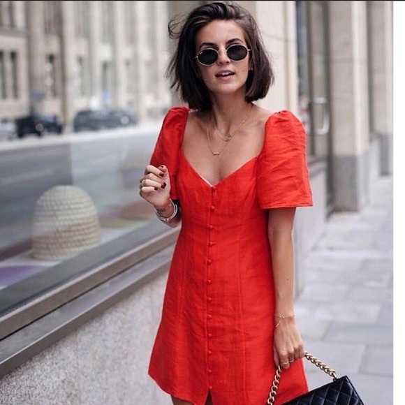 SOLD Zara Puff Sleeve Linen Summer Dress - Picture 2 of 5